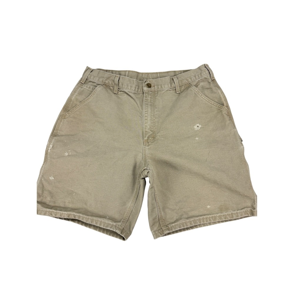 Carhartt B28 DES Mens 36 Canvas Carpenter Shorts Desert Tan Distressed‎ Workwear